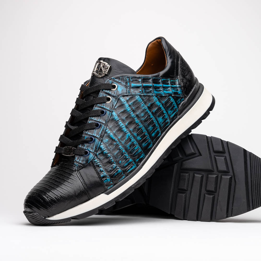 Marco Di Milano Portici Navy Men's Exotic Lizard / Crocodile Casual Sneakers - 8.5
