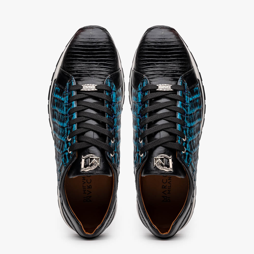 Marco Di Milano Portici Navy Men's Exotic Lizard / Crocodile Casual Sneakers - 8.5