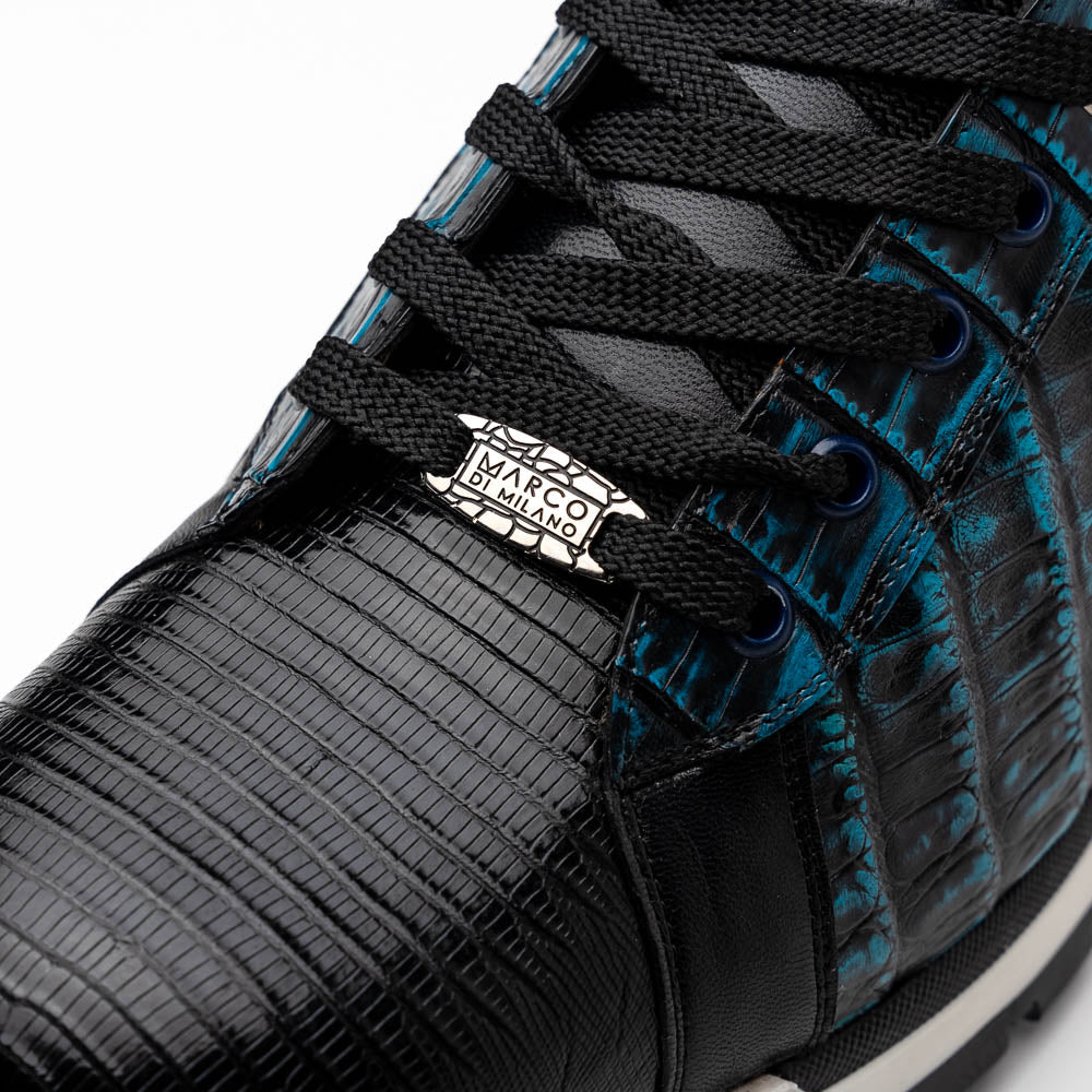 Marco Di Milano Portici Navy Men's Exotic Lizard / Crocodile Casual Sneakers - 8.5