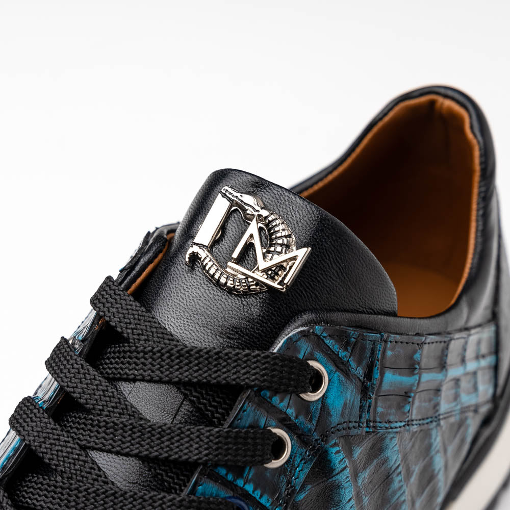 Marco Di Milano Portici Navy Men's Exotic Lizard / Crocodile Casual Sneakers - 8.5