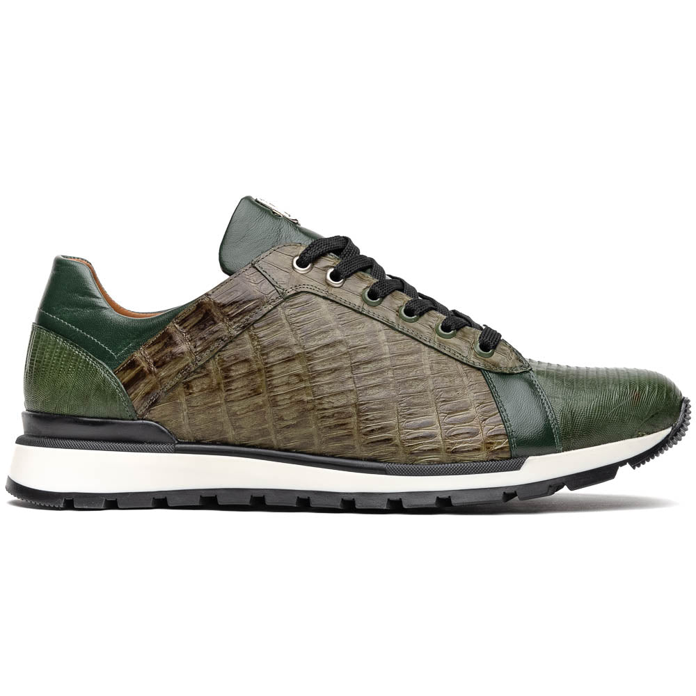 Marco Di Milano Portici Green Men's Exotic Lizard / Crocodile Casual Sneakers - 8