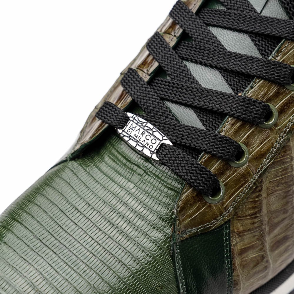 Marco Di Milano Portici Green Men's Exotic Lizard / Crocodile Casual Sneakers - 8