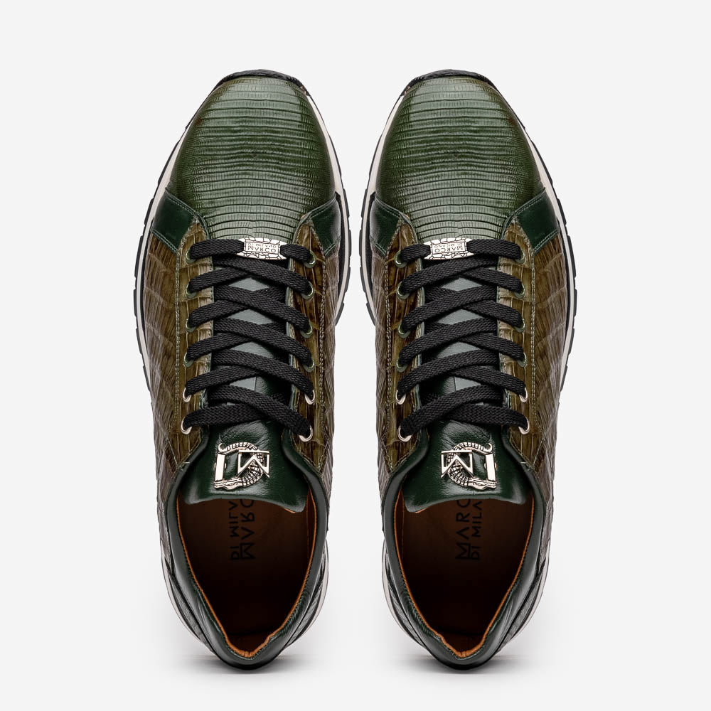 Marco Di Milano Portici Green Men's Exotic Lizard / Crocodile Casual Sneakers - 8