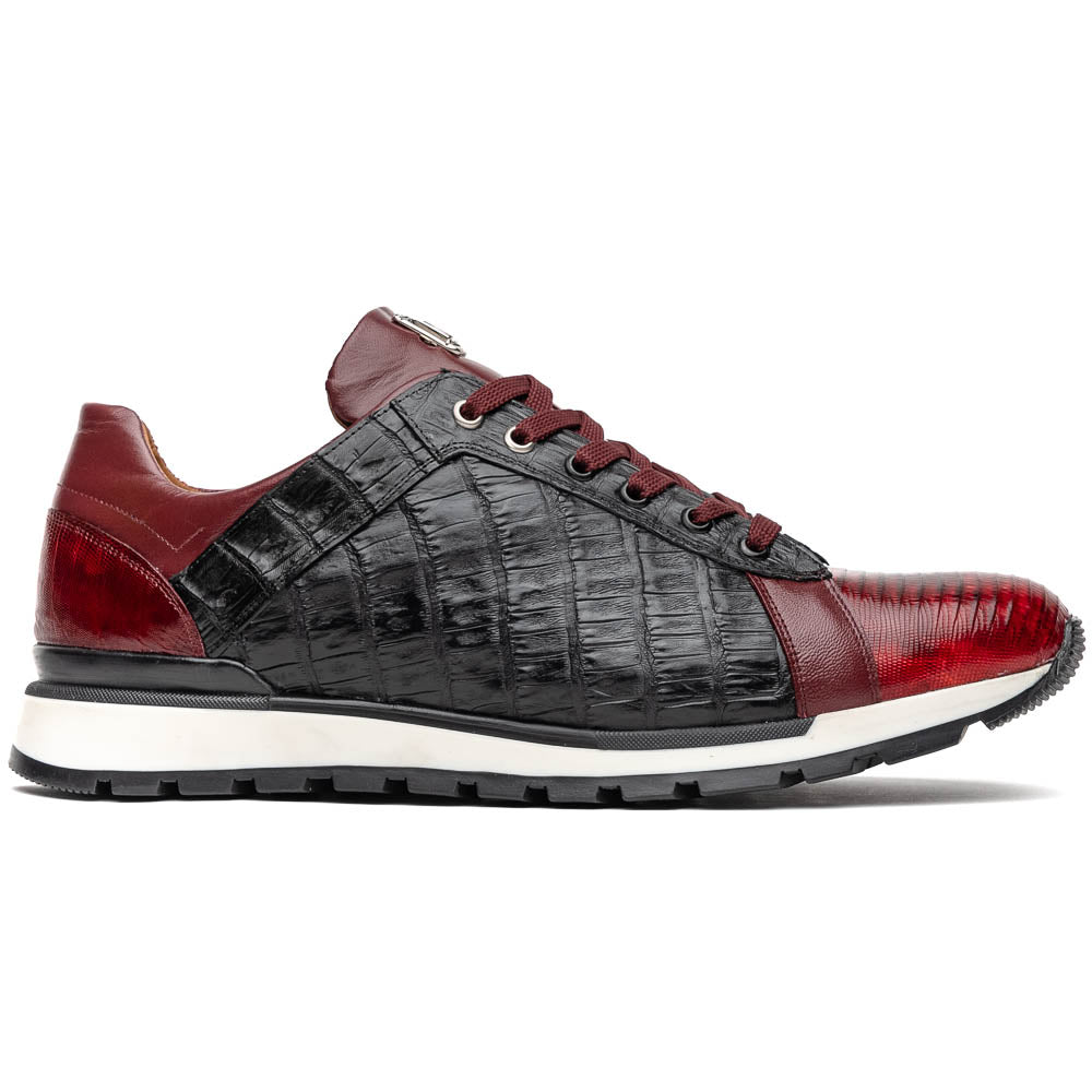 Marco Di Milano Portici Wine Men's Exotic Lizard / Crocodile Casual Sneakers - 8