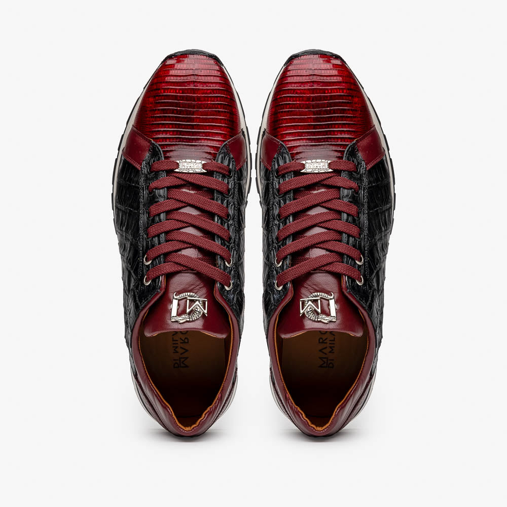 Marco Di Milano Portici Wine Men's Exotic Lizard / Crocodile Casual Sneakers - 8