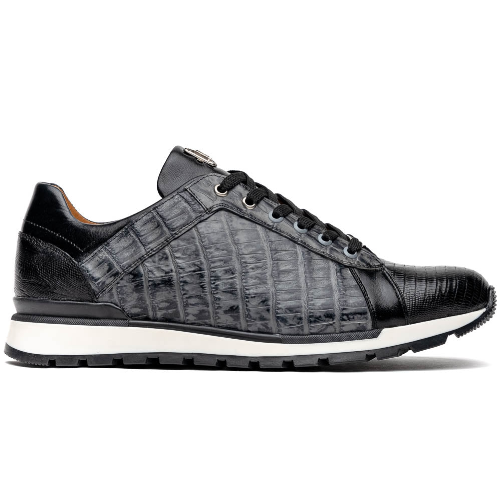 Marco Di Milano Portici Gray Men's Exotic Lizard / Crocodile Casual Sneakers - 9