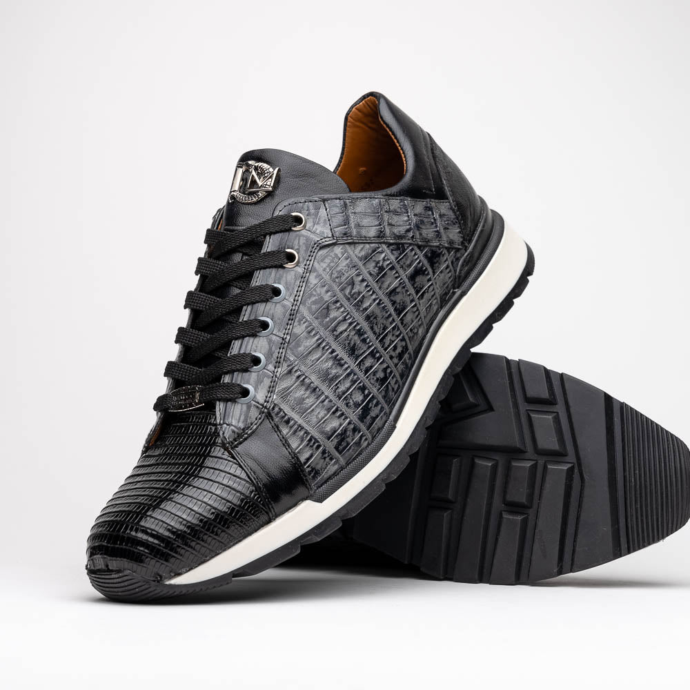 Marco Di Milano Portici Gray Men's Exotic Lizard / Crocodile Casual Sneakers - 9