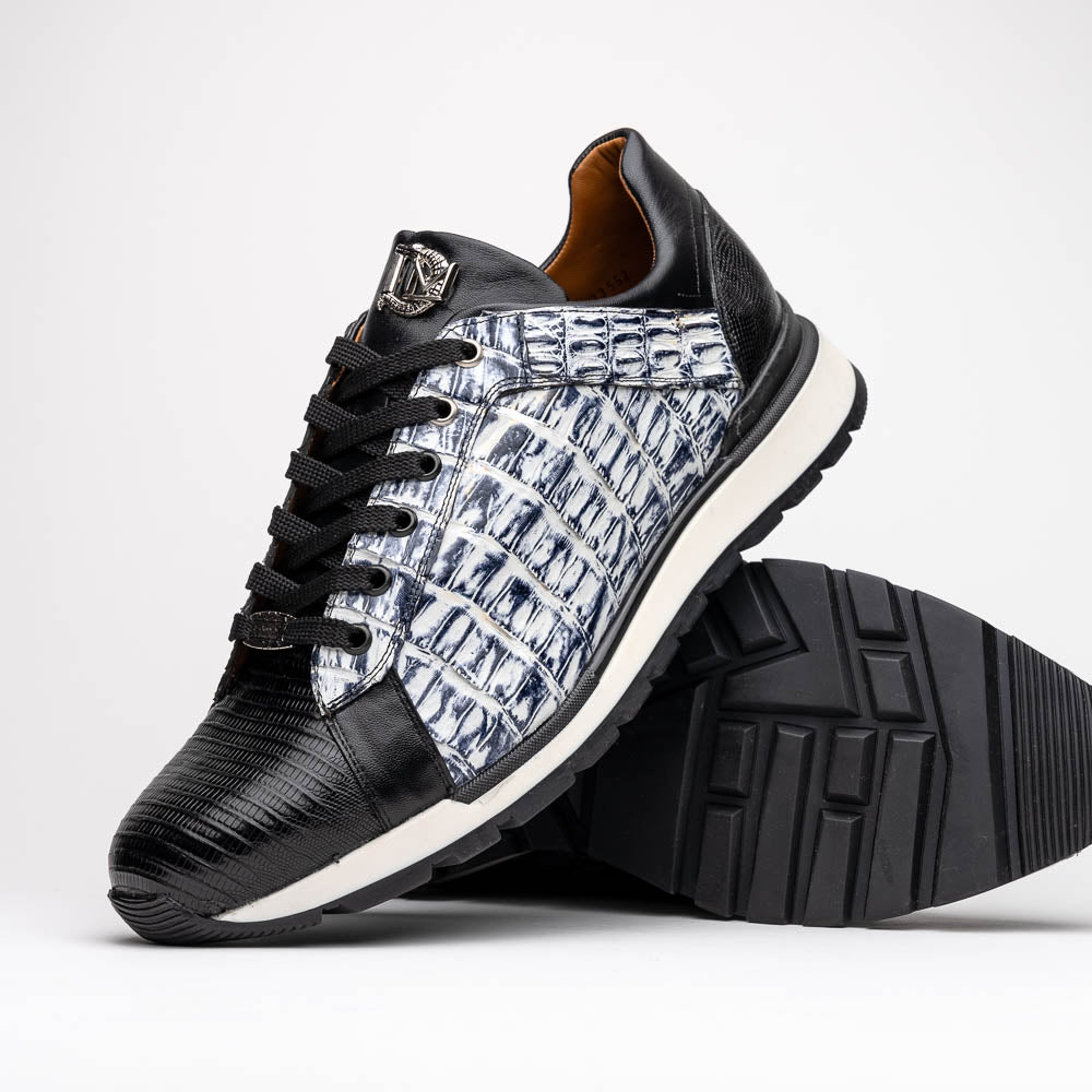 Marco Di Milano Portici Newspaper Men's Exotic Lizard / Crocodile Casual Sneakers - 8.5