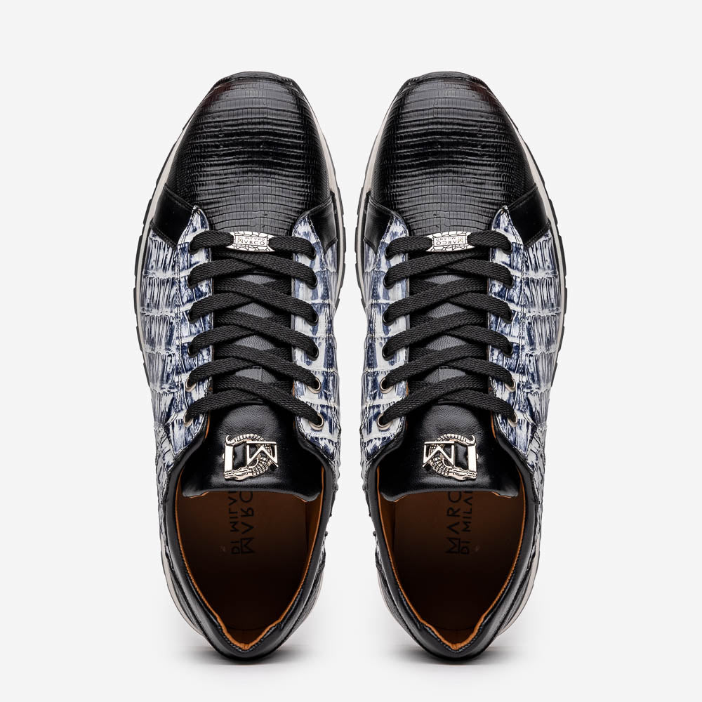 Marco Di Milano Portici Newspaper Men's Exotic Lizard / Crocodile Casual Sneakers - 8.5