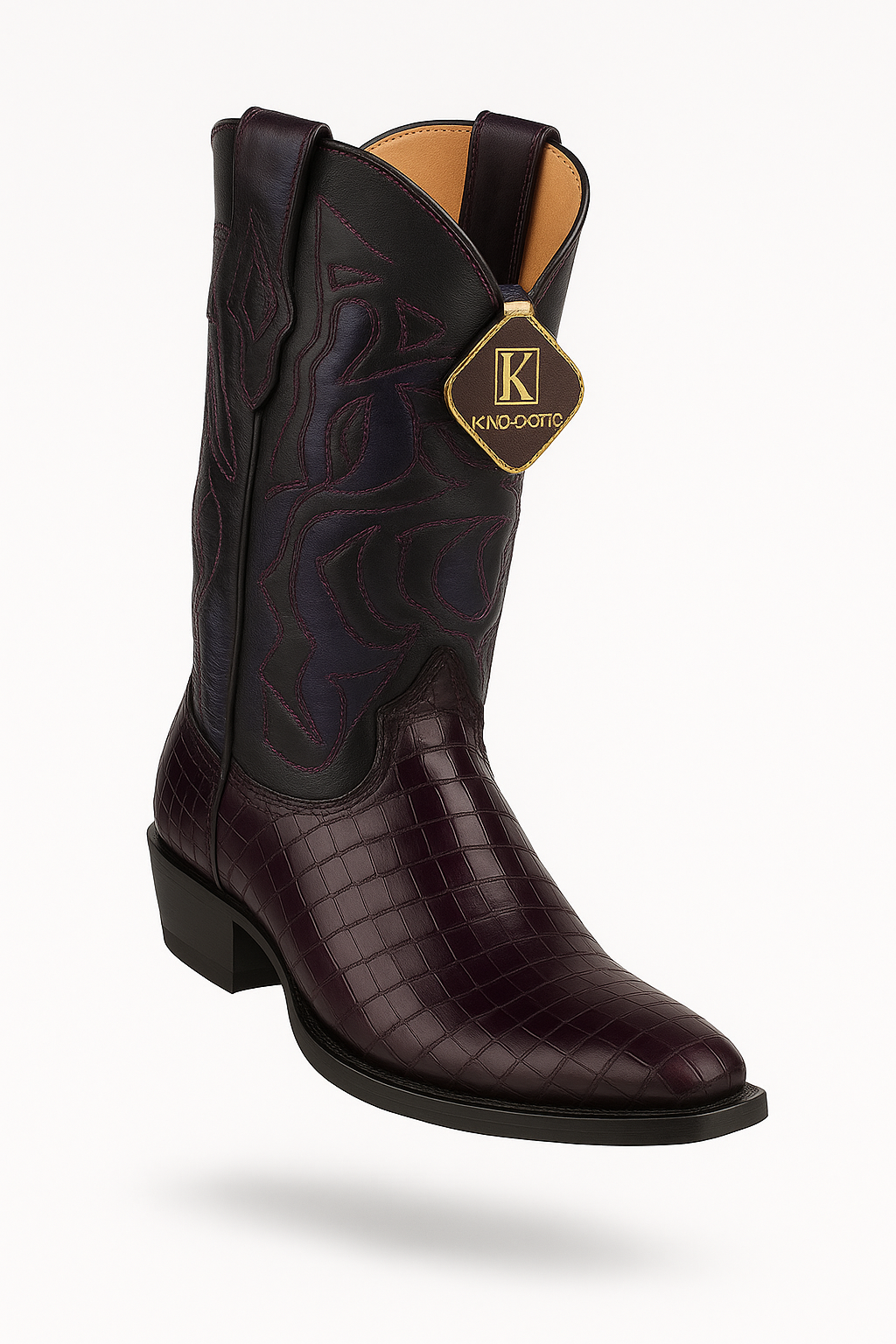 Men's King Exotic Snip Toe Eel Boots Handcrafted Burnished Purple (494RD0866) - 6 E