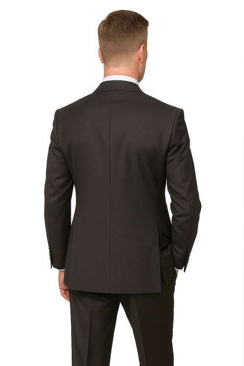 Mens Classic Wool Double Breasted Suit in Black