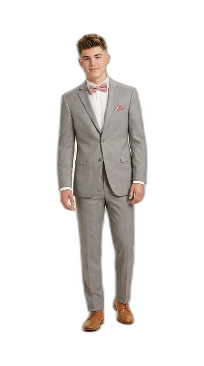 The Soft Boy - Light Grey Suit + Pink Bow Tie
