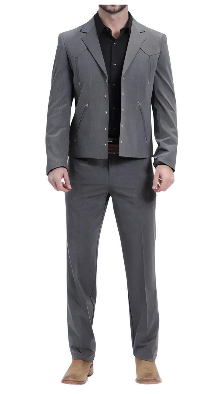 Men's Slate Western Suit 2-Piece - Cowboy Suit with Western Yoke & Pearl Snaps