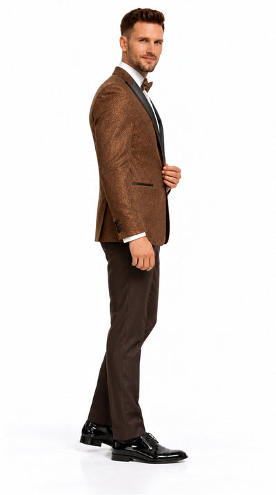 Mens Light Brown Tuxedo Suit Sequin Sparkly Shiny Dinner Jacket + Pants