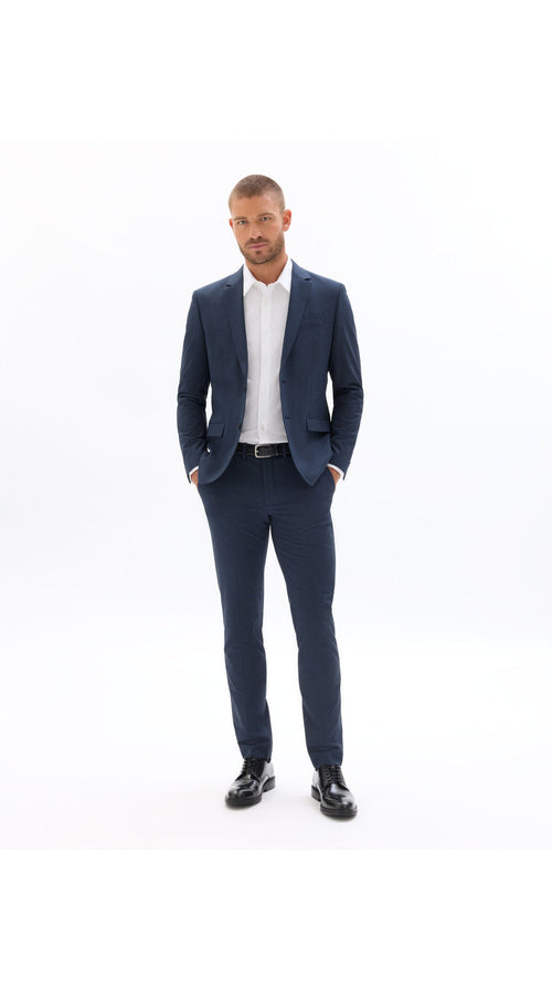 Slim Fit Bi-Stretch Suit Jacket - Navy Fant