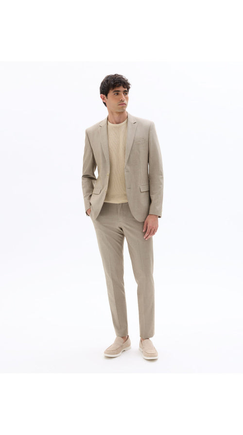 Slim Fit Bi-Stretch Suit Jacket - Dark Beige