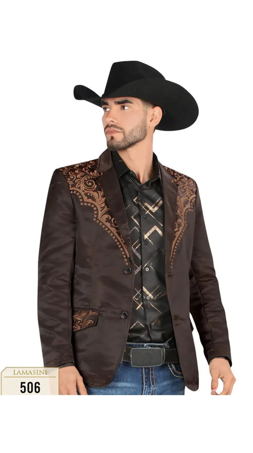 Lamasini Men's Embroidered Western Blazer – Slim Fit (ID 506)