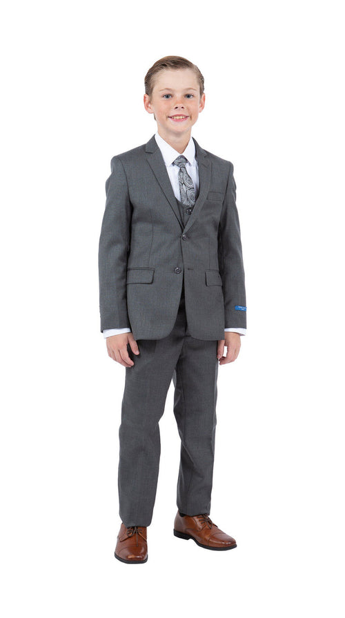 Perry Ellis Boys' Sharkskin 5-Piece Suit - Grey Stone