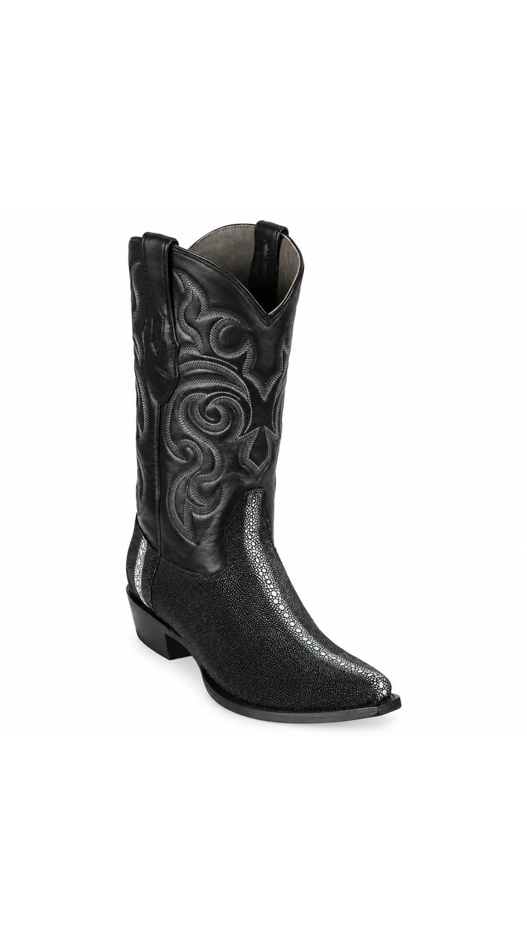 Los Altos Row Stone Stingray Snip Toe Boot - Black