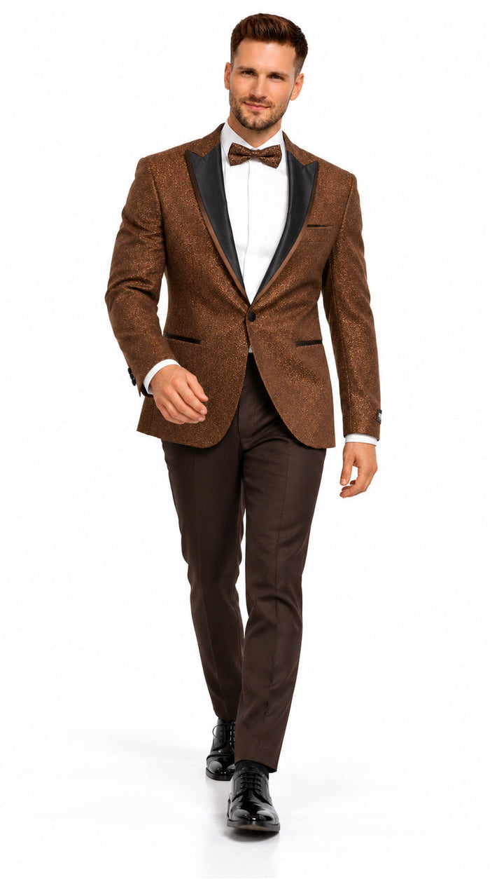Mens Light Brown Tuxedo Suit Sequin Sparkly Shiny Dinner Jacket + Pants