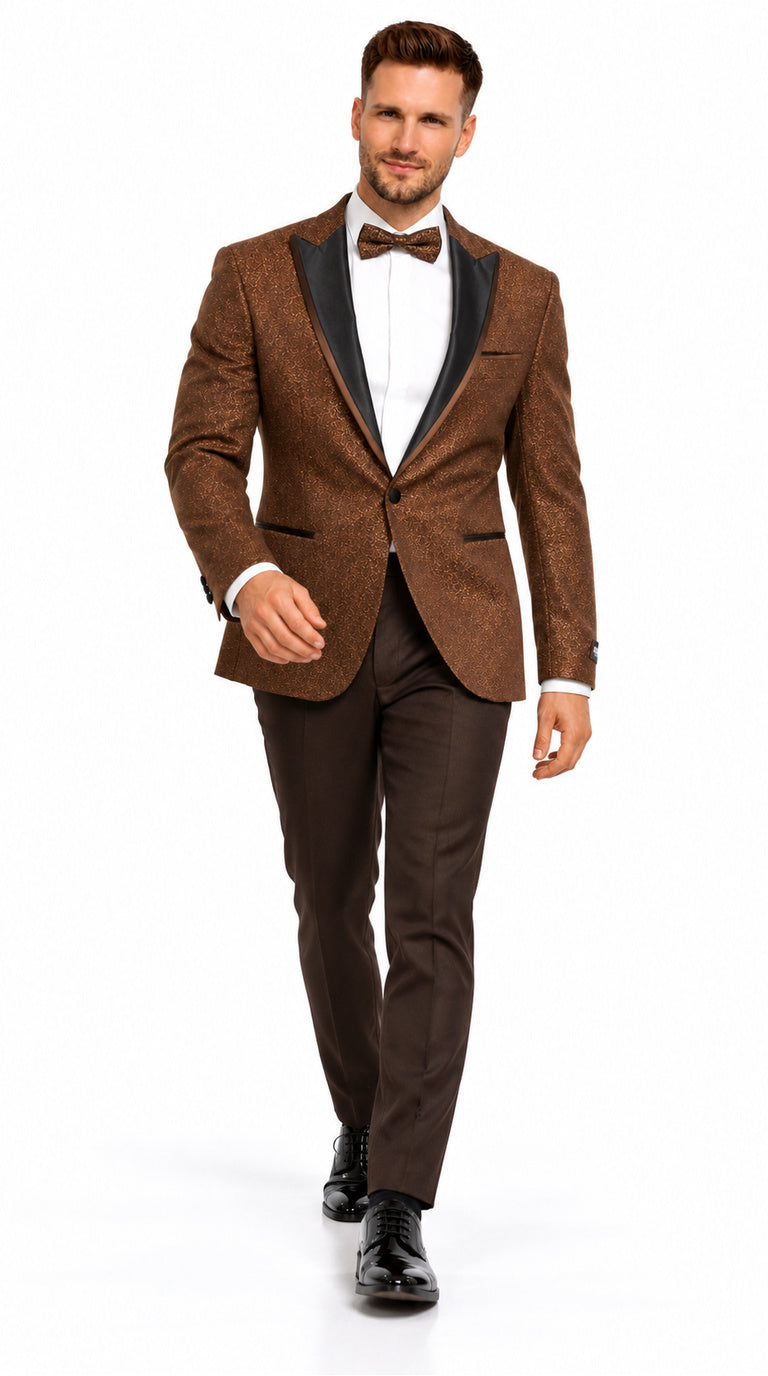 Mens Light Brown Tuxedo Suit Sequin Sparkly Shiny Dinner Jacket + Pants