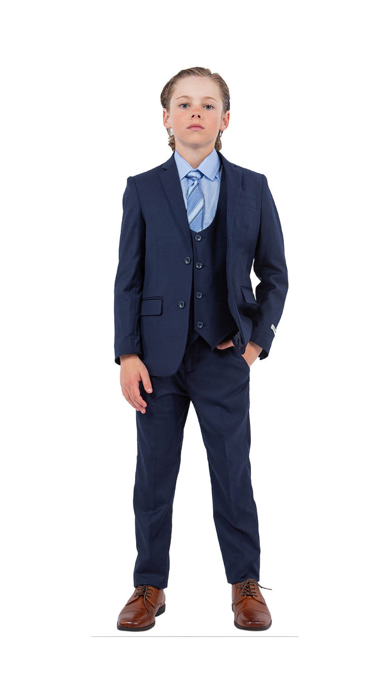 Stacy Adams Boy's 5-Piece Solid Suit - Navy