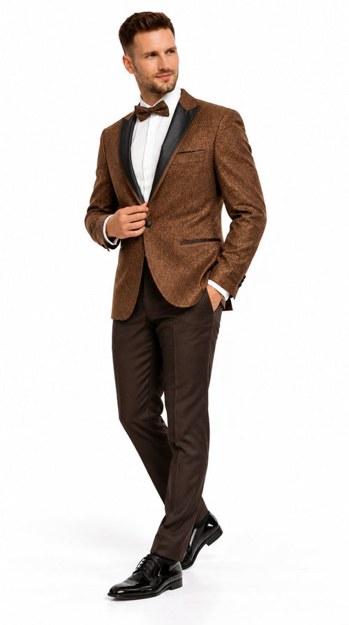 Mens Light Brown Tuxedo Suit Sequin Sparkly Shiny Dinner Jacket + Pants