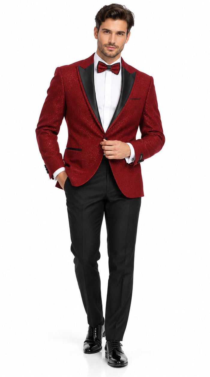 Mens Burgundy Tuxedo - Maroon Wine Color Sequin Sparkly Shiny Dinner Jacket + Pants
