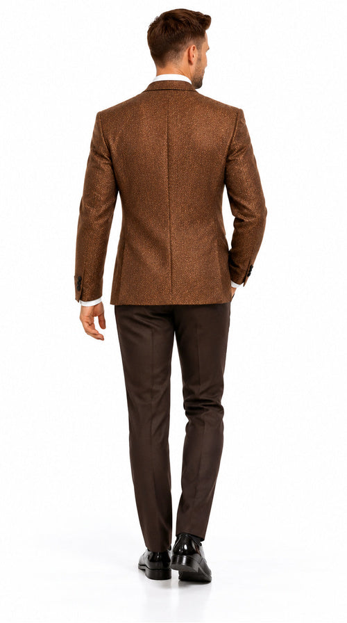 Mens Light Brown Tuxedo Suit Sequin Sparkly Shiny Dinner Jacket + Pants