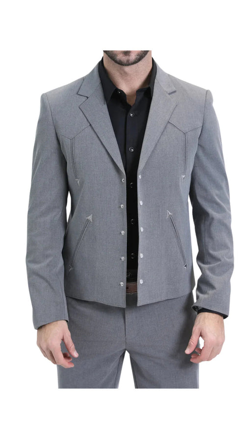 Men's Grey Western Suit – Classic 2-Piece Tailored Jacket & Trousers Set