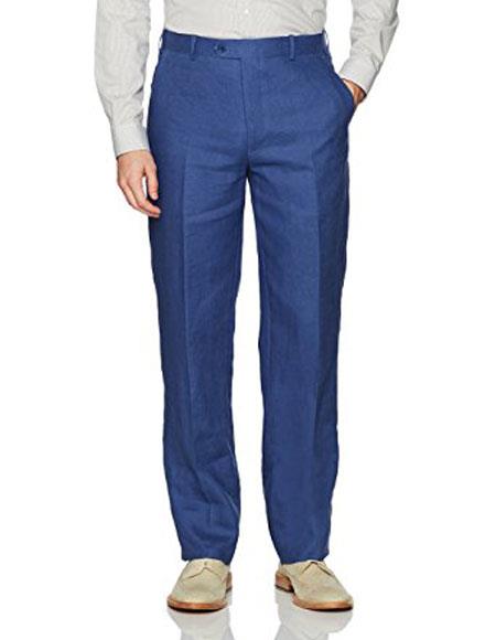 Mens Summer Linen suit - Indigo Cobalt Blue Suit For Man Side Vented Modern Fit Notch Lapel
