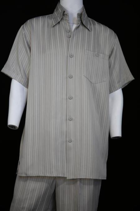 Men's Classic Contrast Stripes Wine 2pc Shirt And Pants - S or Small