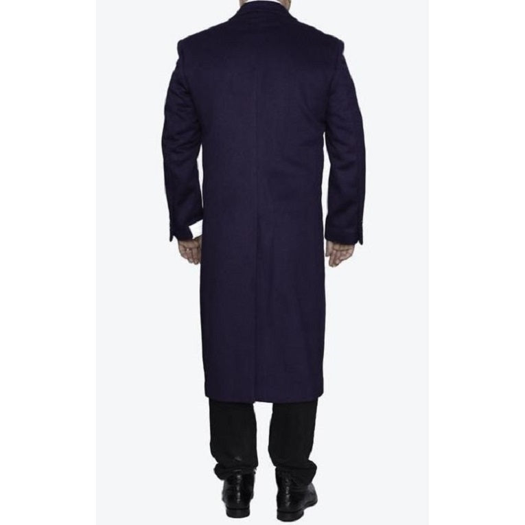 Big And Tall Purple Full Length Long Overcoat / Topcoat