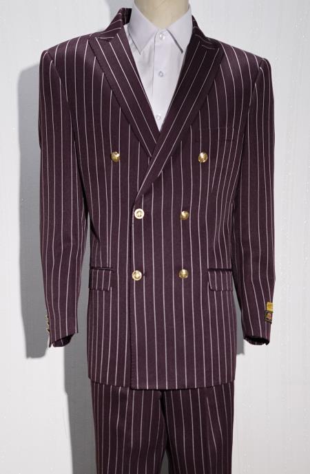 Double Breasted Suit Many Styles & Brands $99UP 2pc Men's SHARP Double Breasted DRESS Blazer / Sportcoat Jacket /Purple/White Bold Stripe