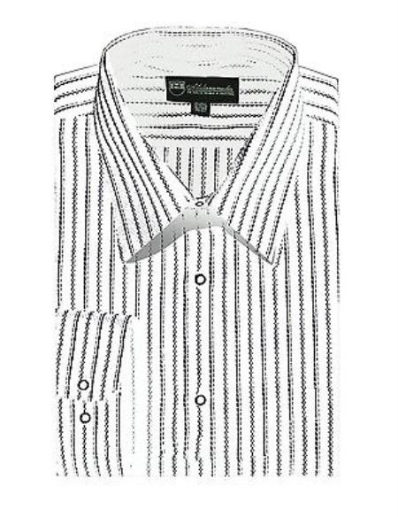 Classic Stylish Contrast Stripes Style Multi-Color Men's Dress Shirt - Large 16.5" Neck / 36-37" sleeve