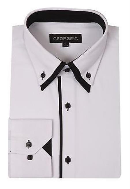 Button Stylish Double Collar Style Multi-Color Men's Dress Shirt
