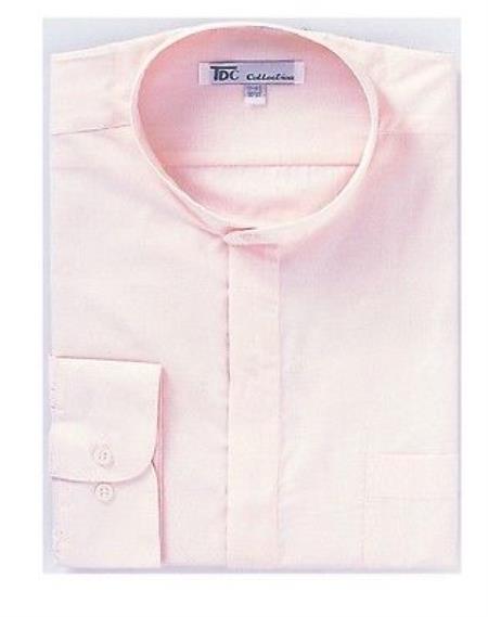 Mandarin Collarless Banded No Collar Dress Preacher Round Style Shirt Style Multi-Color Men's Dress Shirt - Medium 15.5" Neck / 34-35" Sleeve