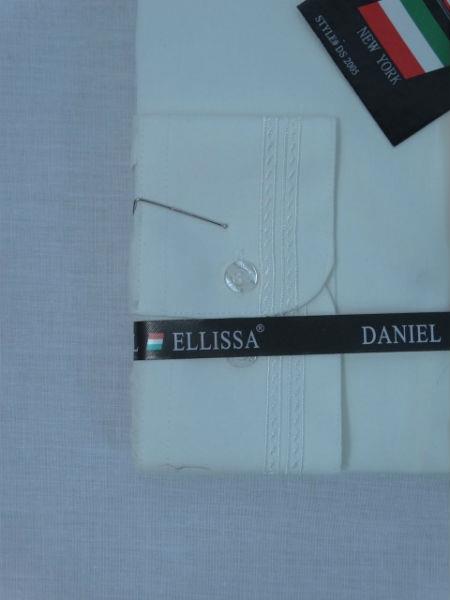 Men's Mandarin Banded Collar Pastor Preacher Long Sleeve Ivory/Ivory Preacher Round Style Collarless Shirt - Medium 15.5" Neck / 34-35" Sleeve