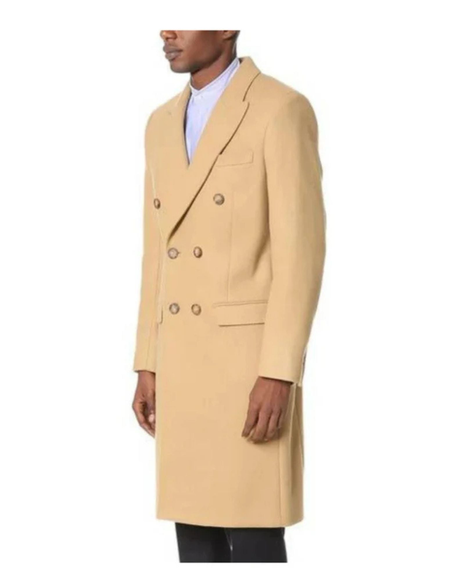 Camel Hair Top coat - Double Breasted Coat - Big and Tall Peacoat - Top coats For Men - Coat Size 38