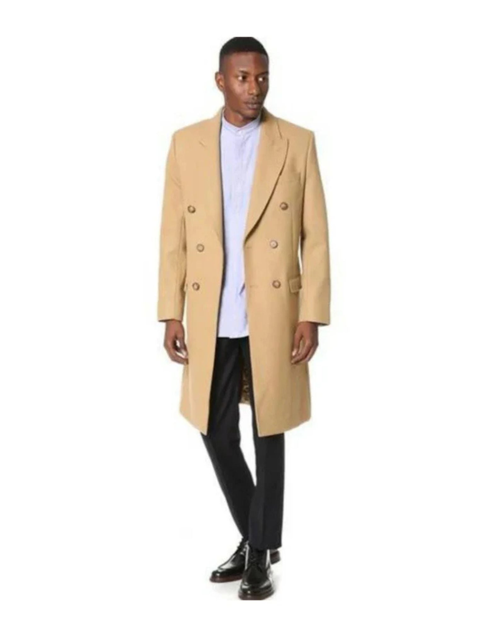 Camel Hair Top coat - Double Breasted Coat - Big and Tall Peacoat - Top coats For Men - Coat Size 38