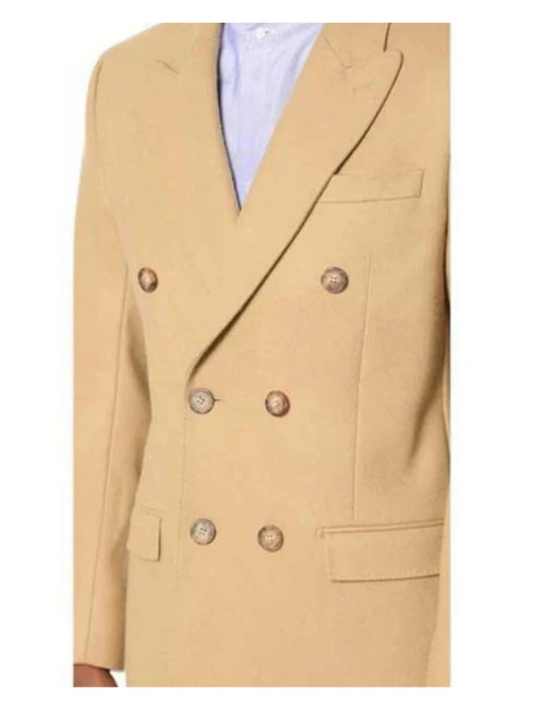 Camel Hair Top coat - Double Breasted Coat - Big and Tall Peacoat - Top coats For Men