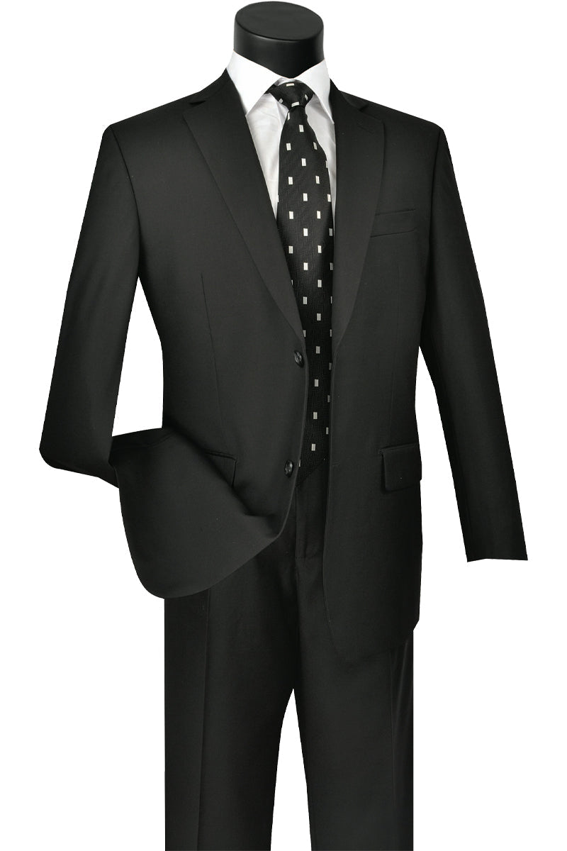 Mens 2 Button Classic Fit Pleated Pant Suit in Black - 36 Short
