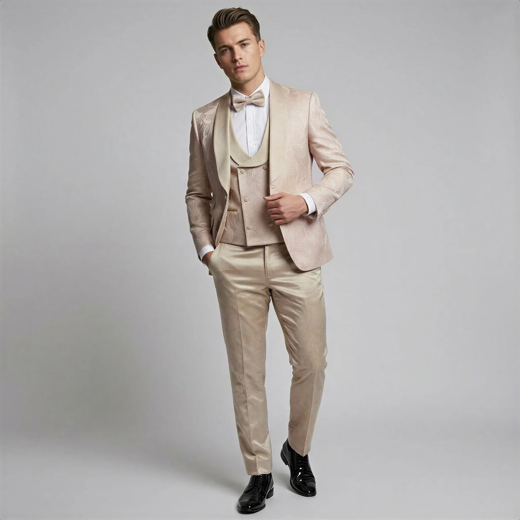 Pink Floral Shawl Lapel Tuxedo Set – Wedding and Prom - 34 Short or Extra Small