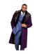 Purple Overcoat ~ Long Men's Dress Topcoat - Winter Coat With Fur Collar