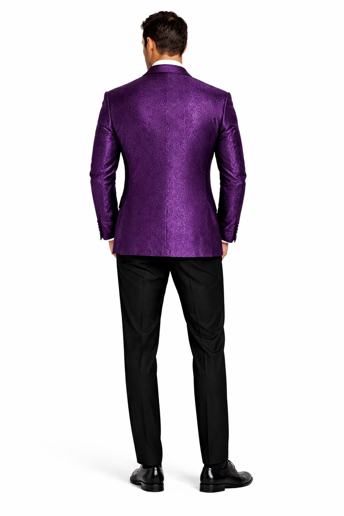 Purple Paisley Tuxedo Jacket Slim Fit