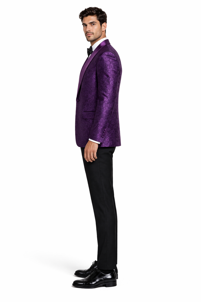 Purple Paisley Tuxedo Jacket Slim Fit