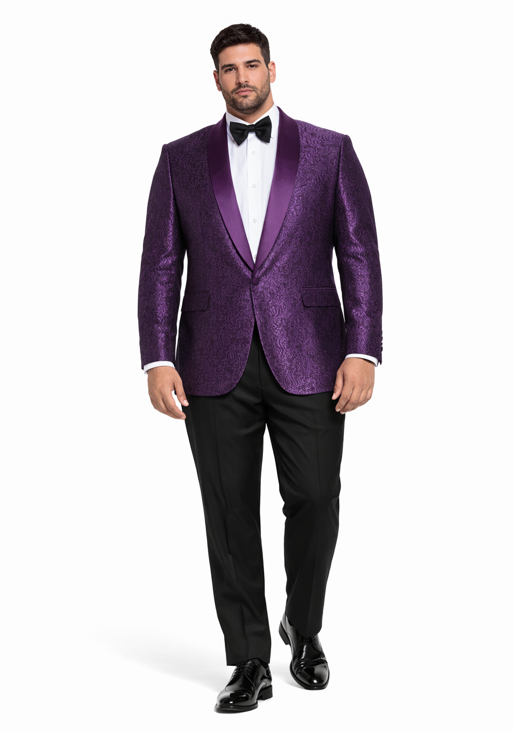 Purple Paisley Tuxedo Jacket Slim Fit