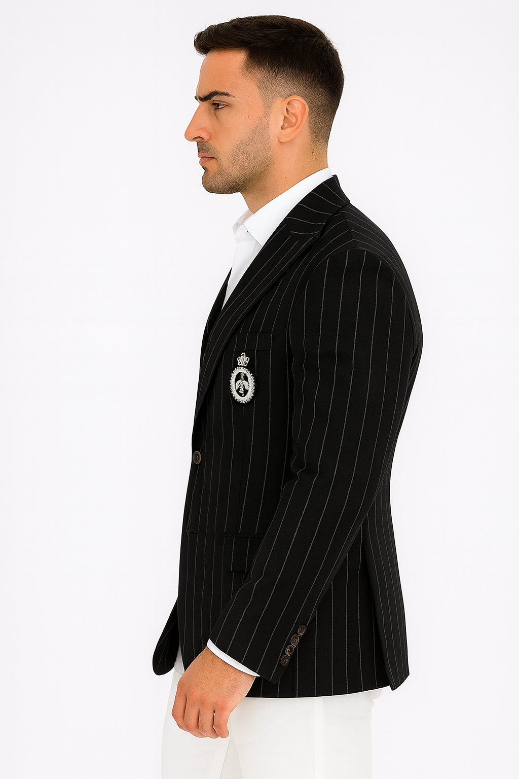 Purple Pinstripe Blazer With White Pants - Suit - Party Blazer - New Arrival - 36 Short