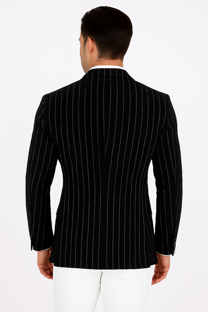 Purple Pinstripe Blazer With White Pants - Suit - Party Blazer - New Arrival