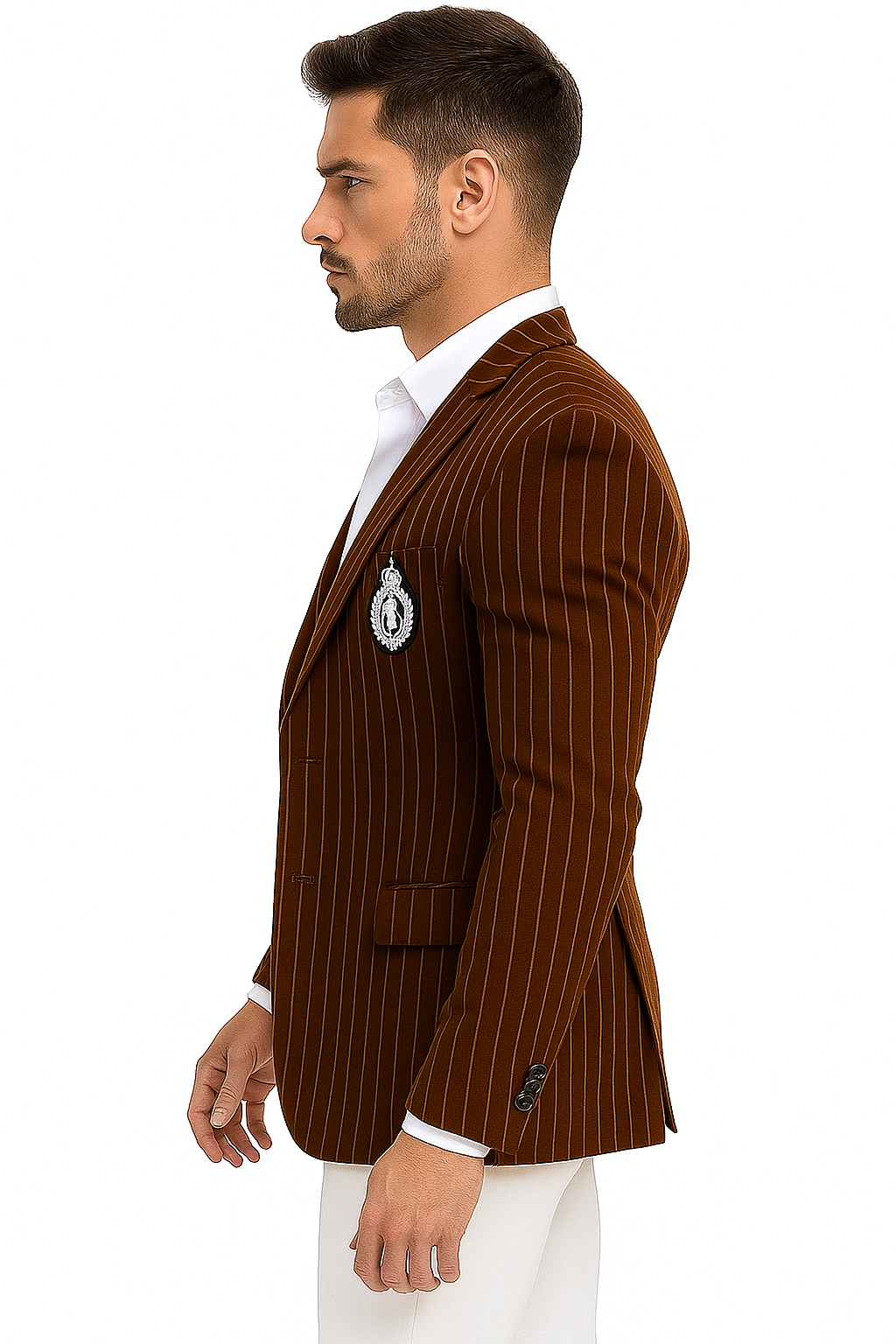 Purple Pinstripe Blazer With White Pants - Suit - Party Blazer - New Arrival - 36 Short